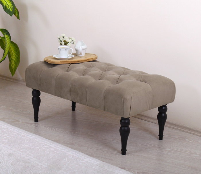 Atelier Del Sofa Banco de Terciopelo Marrón 92x48x43 cm